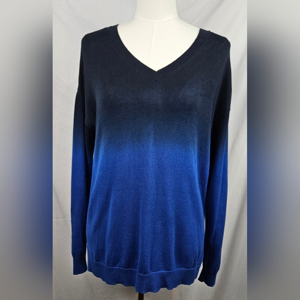 Rock & Republic Blue Black Ombre Lace Up Back Sweater Med Glampunk Whimsigoth